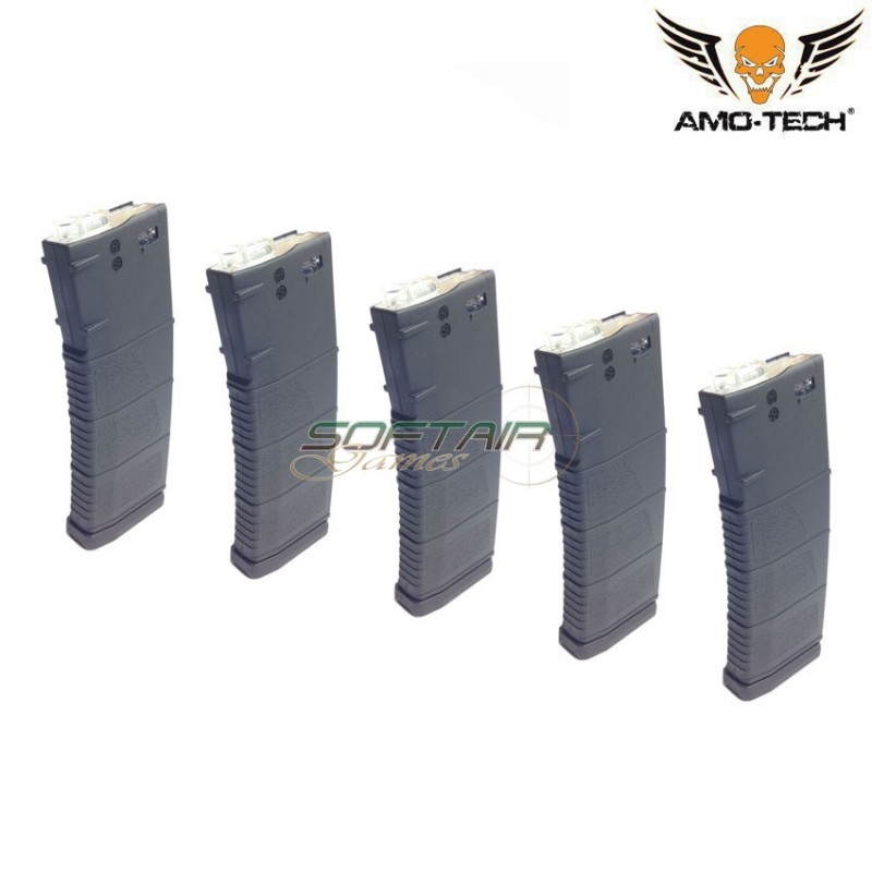 Set 5 mid-caps magazines 150bb tigres black for m4 series amo-tech® (amt-mc-tigres-bk-5)