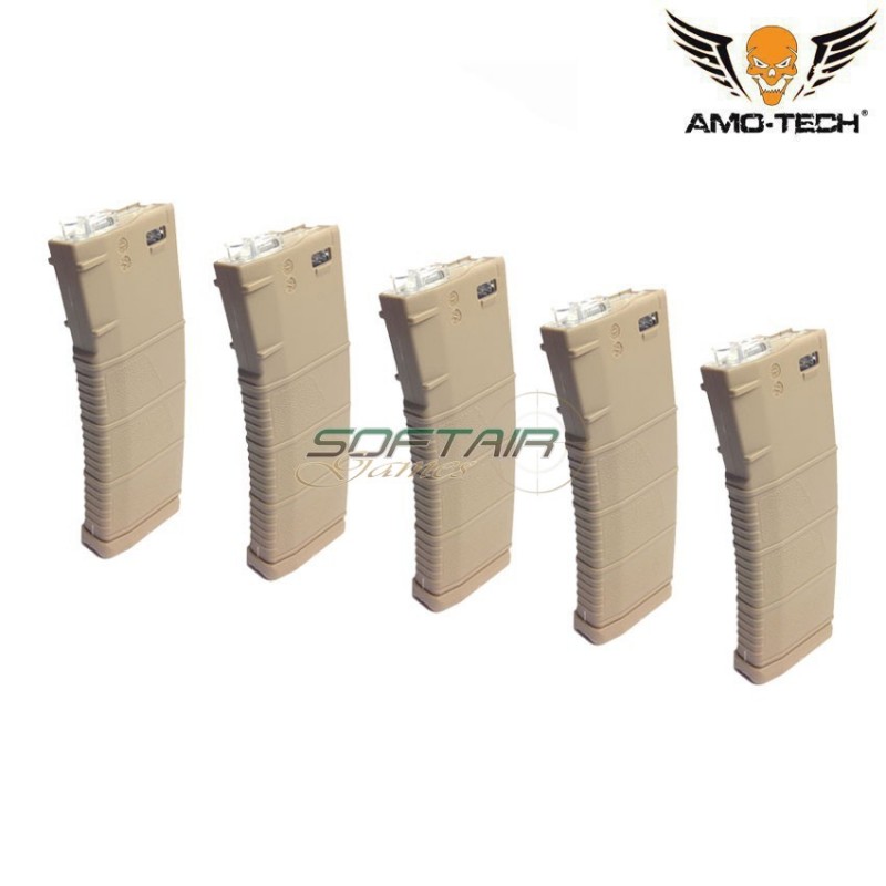 Set 5 mid-caps magazines 150bb tigres dark earth for m4 series amo-tech® (amt-mc-tigres-de-5)