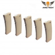 Set 5 caricatori MONOFILARI 150bb tigres dark earth per serie m4 amo-tech® (amt-mc-tigres-de-5)