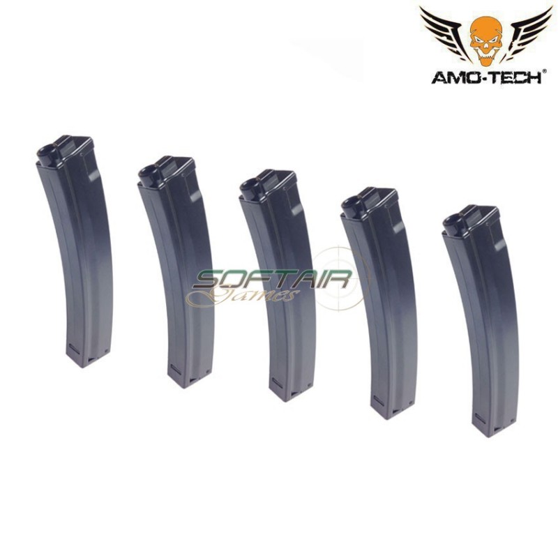 Set 5 caricatori metallo monofilari 50bb november black per serie mp5 amo-tech® (amt-mcm-nov-bk-5)
