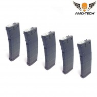 Set 5 caricatori MAGGIORATI 370bb tigres black per serie m4 amo-tech® (amt-hc-tigres-bk-5)