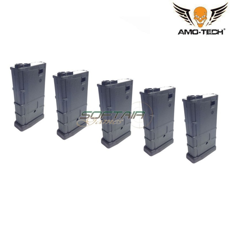 Set 5 mid-caps magazines short 100bb wolf black for m4 series amo-tech® (amt-mcs-wolf-bk-5)