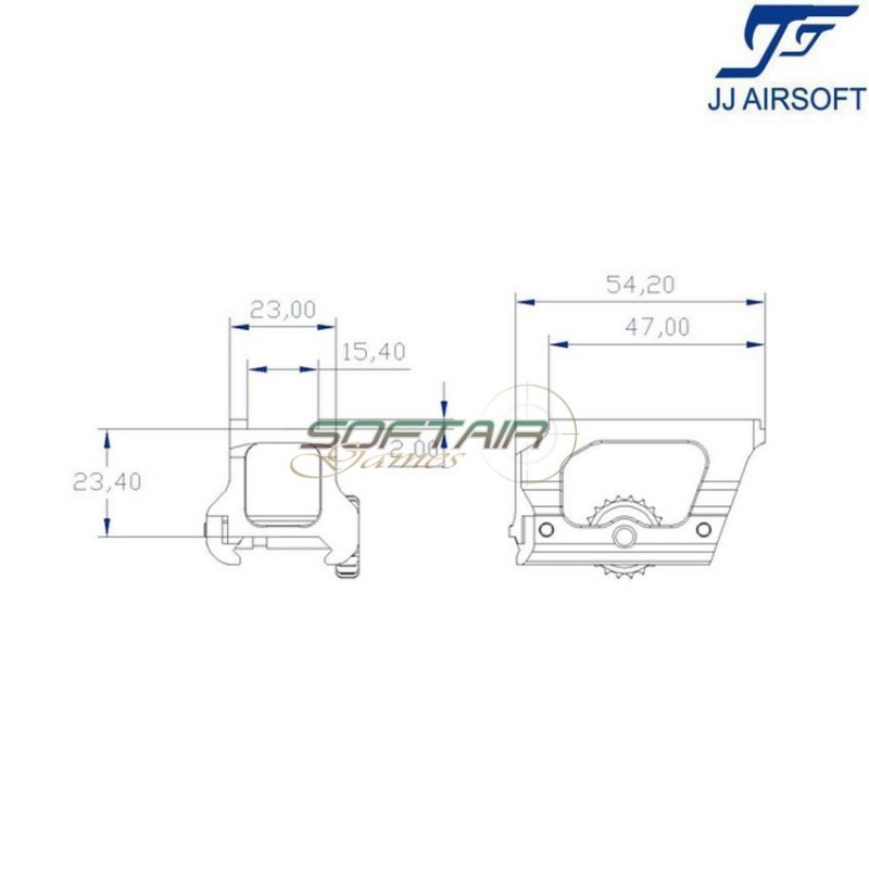 Low Drag Mount for T1/T2 BLACK jj airsoft (ja-1701-bk)