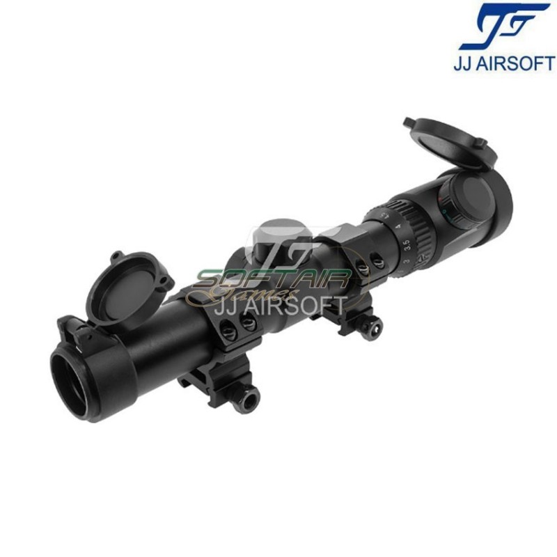Scope 1.25-4.5x26 red/green/blue reticle BLACK jj airsoft (ja-5377-bk)