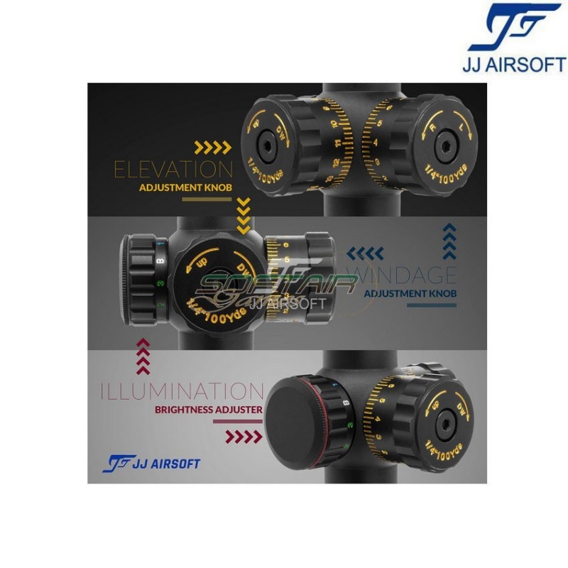 Scope 4.5-18×44 AOL red/green/blue reticle BLACK with extender jj airsoft (ja-5379-bk)