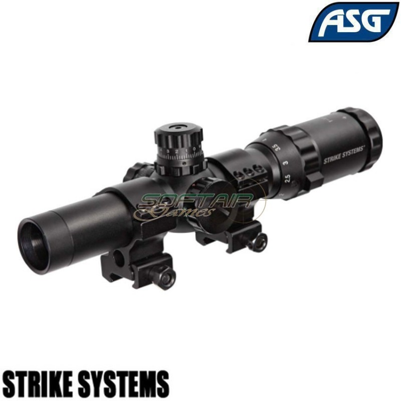 Scope 1-4x24 BLACK short dot sight red/green strike systems asg (asg-strike070) Scope 1-4x24 BLACK short dot sight red/green strike systems asg (asg-strike070)