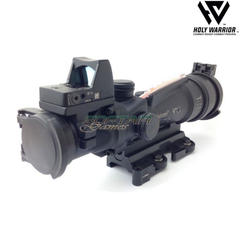 Ottica 5X TA11 sniper ACOG RED fiber NERO + LAR. mount + RMR holy warrior (hwr-55-bk)