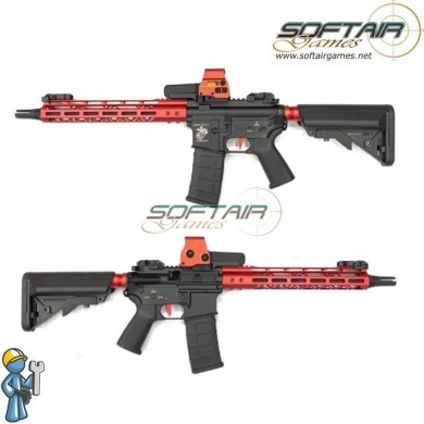 Electric rifle 11.1V READY STD. Level ETU M4  GT USA 12" BLACK/RED sopmod SGW (SGW-03-BKRD)