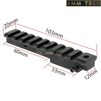 Slitta 20mm tactical 9 slot per mosin nagant 6MM TECH (6mmt-40-bk)