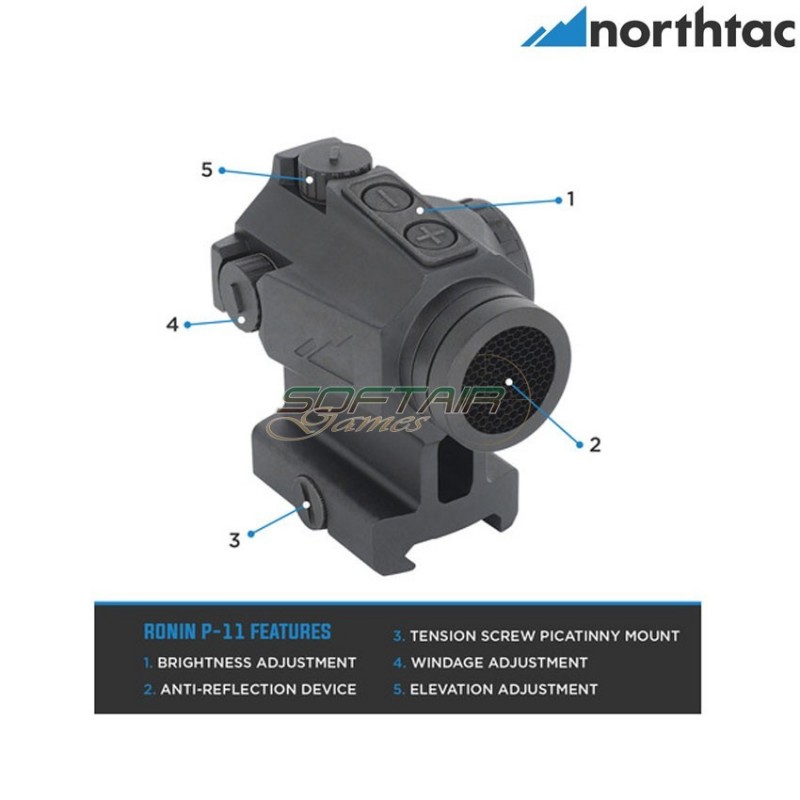 Ronin P11 1x20mm 2 MOA Red Dot Sight northtac (nor-ronin-p11/35373)
