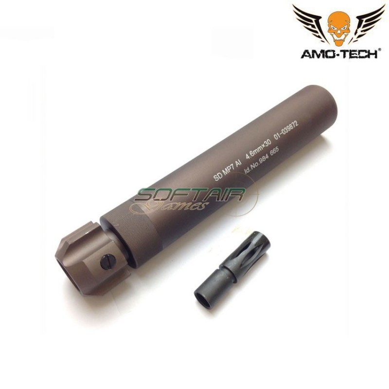 Silenziatore FDE con spegnifiamma 12mm CW per MP7 amo-tech® (amt-ct0436-fde)