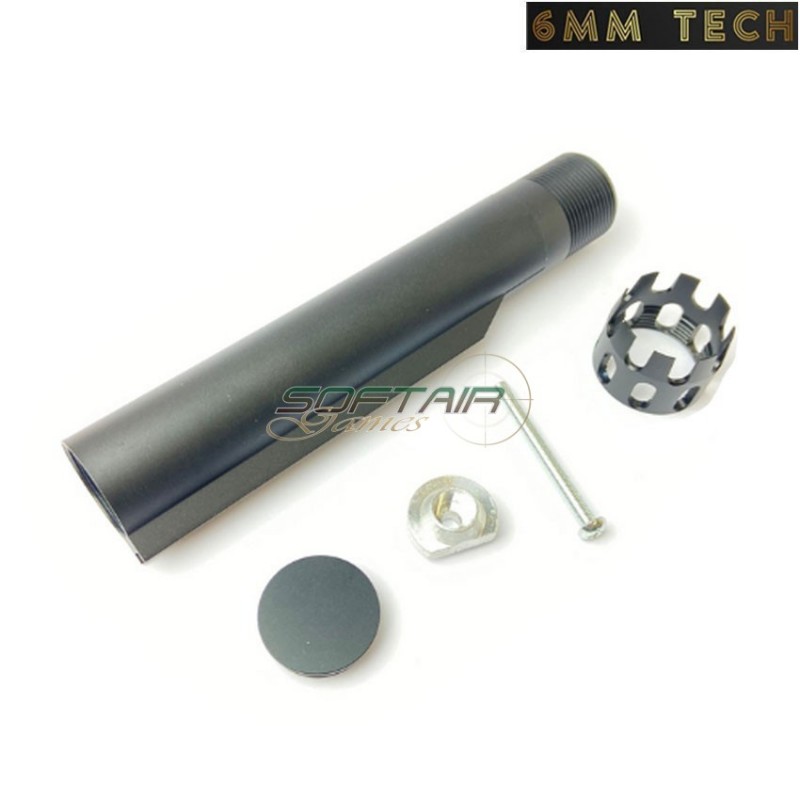 Tubo calcio CUSTOM AEG M4/M16 cnc alluminio NERO 6MM TECH (6mmt-10-bk)