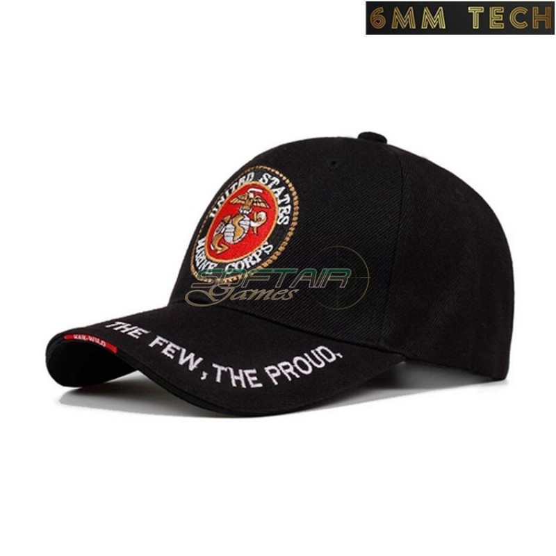 Baseball cap U.S. Marine style BLACK 6MM TECH (6mmt-46-bk)