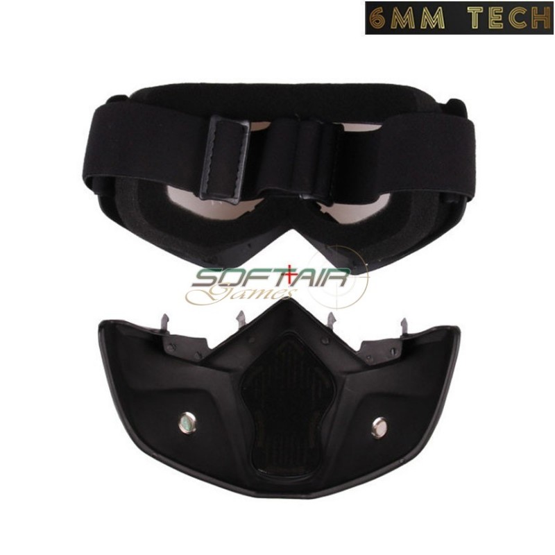 Speedsoft style BLACK mask CLEAR lens 6MM TECH (6mmt-11-cl)
