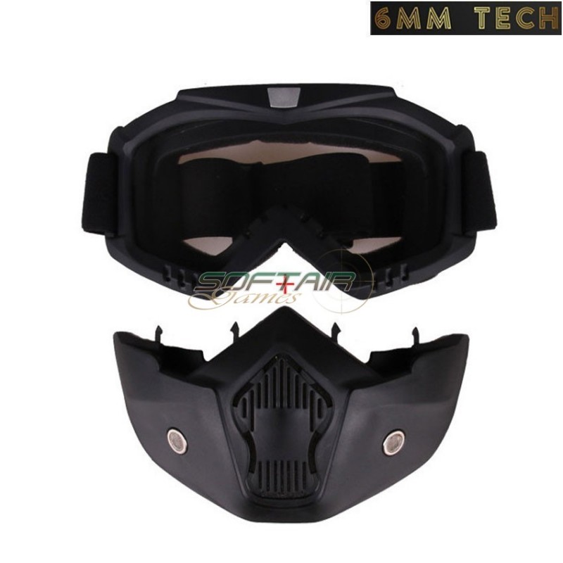Speedsoft style BLACK mask CLEAR lens 6MM TECH (6mmt-11-cl)