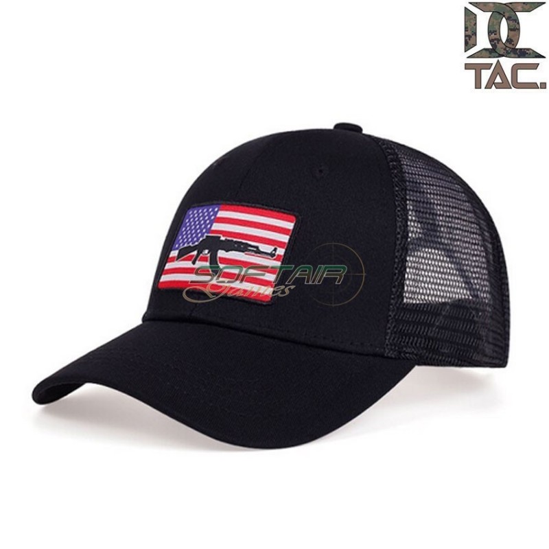 USA flag + AK with net style cap BLACK d.c. tactical (dctac-89-bk)