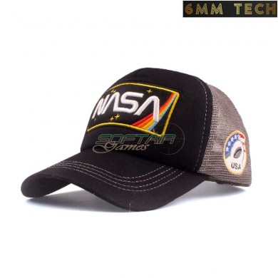 Baseball cap NASA style BLACK/GREY with net 6MM TECH (6mmt-53-bkgr)