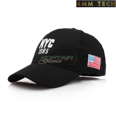 Baseball cap NYC 1985 USA style BLACK 6MM TECH (6mmt-61-bk)