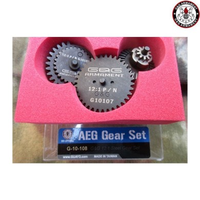 High speed 12:1 reinforced steel gear set for AEG g&g (gg-10108)