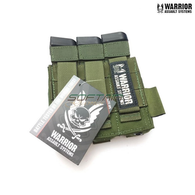 Triple 9mm pistol magazines pouch OLIVE DRAB warrior assault systems (w-eo-tpda-9-od)