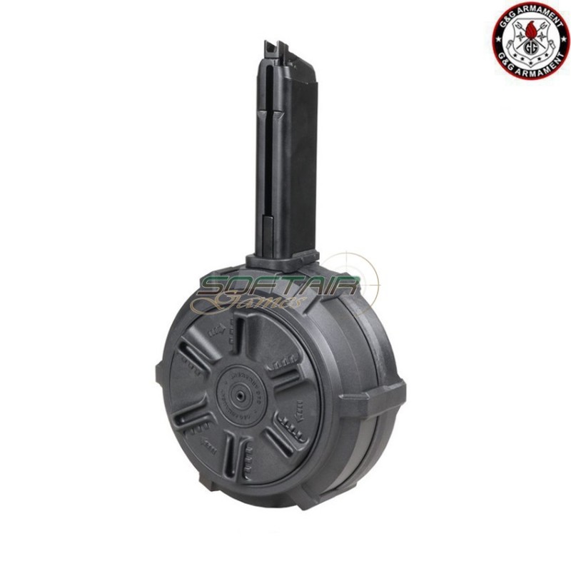 Caricatore DRUM a gas 300bb NERO per smc-9/gtp9 g&g (gg-08197)