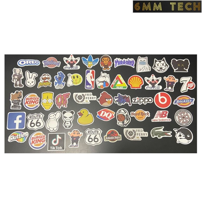 50pcs. set stickers for case/rifle/computer/etc... TYPE 1 6MM TECH (6mmt-74-1-50)