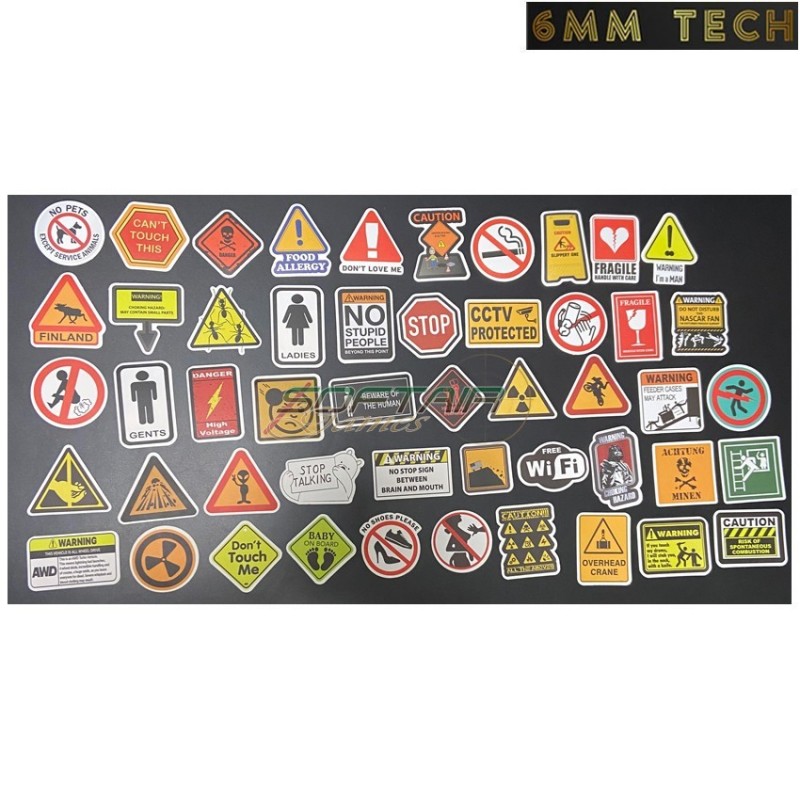 50pcs. set stickers for case/rifle/computer/etc... TYPE 2 6MM TECH (6mmt-74-2-50)