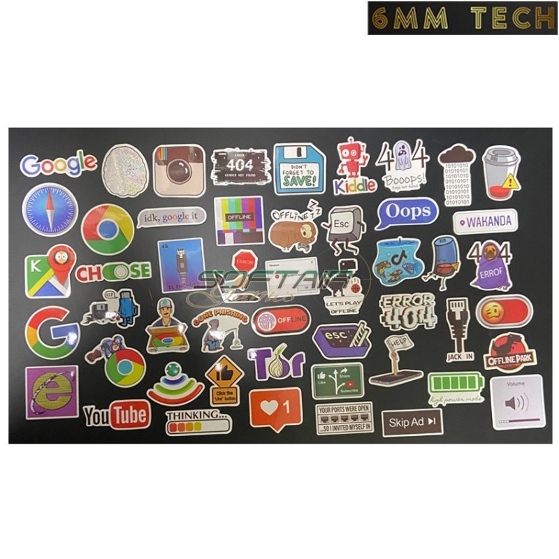 50pcs. set stickers for case/rifle/computer/etc... TYPE 4 6MM TECH (6mmt-74-4-50)