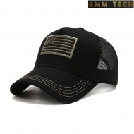 Baseball cap USA flag style con retina TOTAL BLACK 6MM TECH (6mmt-75-bk)