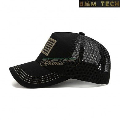 Baseball cap USA flag style con retina TOTAL BLACK 6MM TECH (6mmt-75-bk)