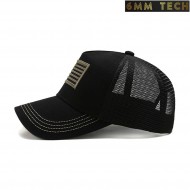 Baseball cap USA flag style TOTAL BLACK with net 6MM TECH (6mmt-75-bk)