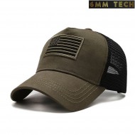 Baseball cap USA flag style con retina GREEN/BLACK 6MM TECH (6mmt-75-odbk)