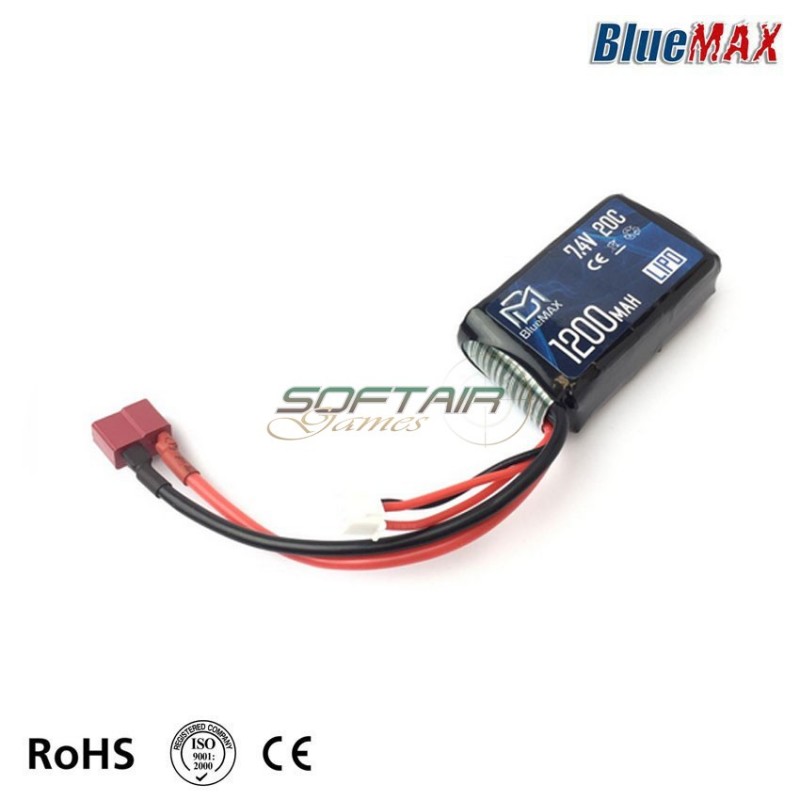 Lipo Battery DEANS Connector 7.4v X 1200mah 20c Peq Micro Type Bluemax-power® (bmp-7.4x1200-peq-mds)