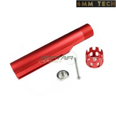 Stock tube CUSTOM AEG M4 / M16 cnc aluminum red 6MM TECH (6mmt-10-rd)