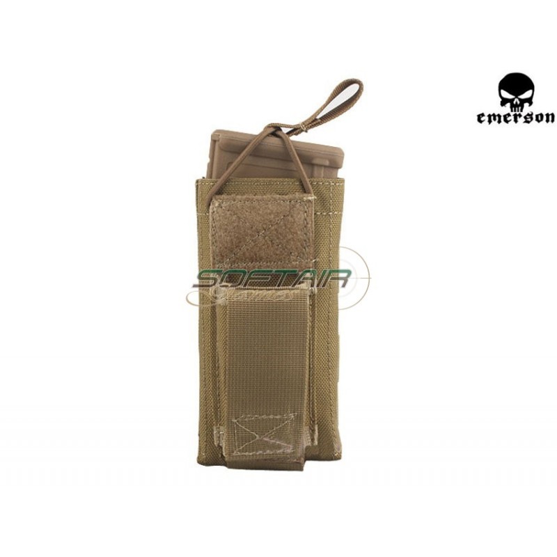 Single 5.56 & Pistol Open Top Magazine Pouch Khaki Emerson (cod.em6361kh)