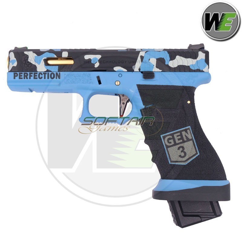 Pistola a Gas G17 SECRET Gen3 Ver. CAMO BLUE Scarellante We (we00557)