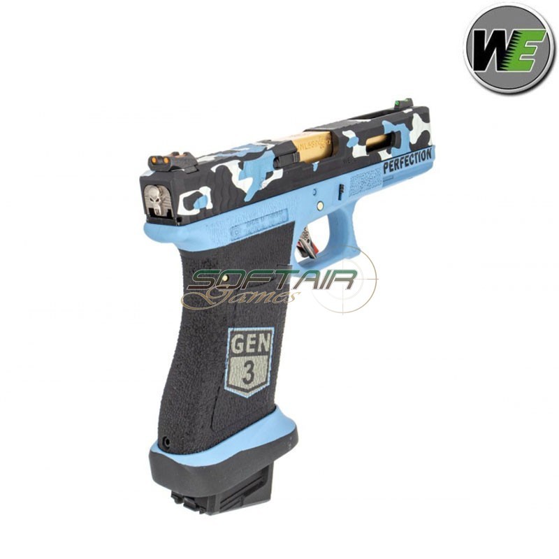 Gas Pistol G17 SECRET Gen3 Ver. CAMO BLUE blowback We (we-g012-g17)