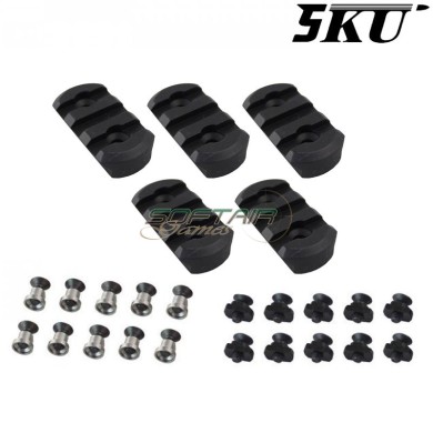 Slitta 3 slot Kit 5pz per keymod & LC black 5KU (5ku-245)