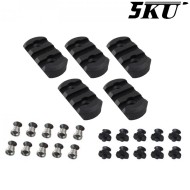 3 Slots Rail Kit 5 pz for keymod & LC black 5ku (5ku-245)