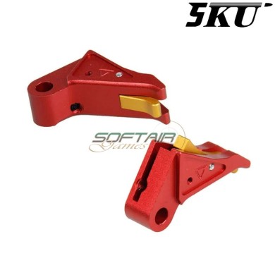 Grilletto Cnc Type 493 Tactical Red-gold Per Glock Marui/WE 5KU (5ku-gb-493-r)
