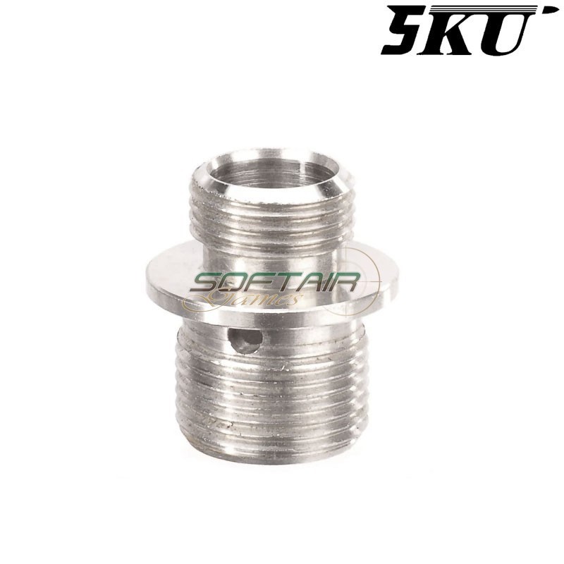 Attacco silenziatore 12mm CCW a 14mm CCW Argento 5KU (5ku-gb-497)