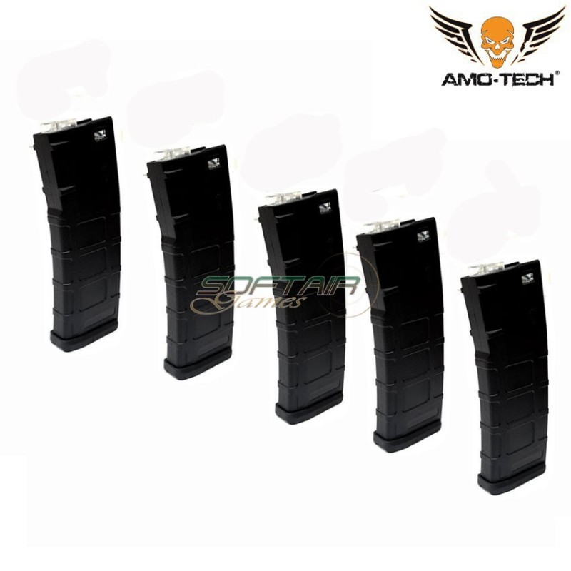 Set 5 caricatori monofilari 150bb hotel  black per serie m4 amo-tech® (amt-mcc-hotel-bk-5)