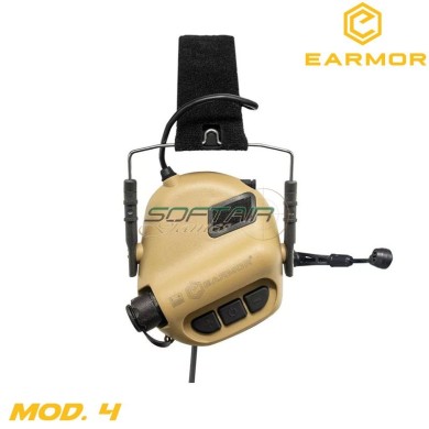 M32 Mod4 Headset Tactical Hearing Protection Ear-muff Tan Earmor (ea-m32-tn-mod4)