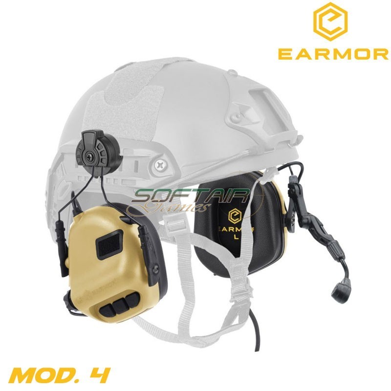 M32h Mod4 Arc Model Cuffie Tactical Hearing Protection Ear-muff Tan Earmor (ea-m - Foto 1 di 1