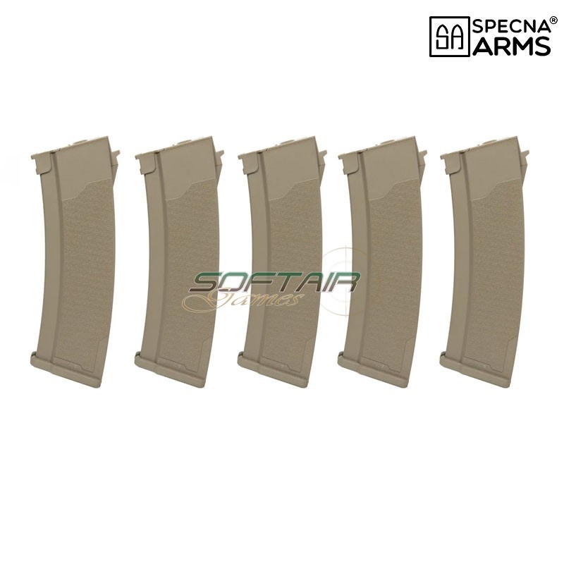 Set 5 Hi-caps S-Mag polymer magazines 380bb DARK EARTH for AK Specna Arms® (spe-05-032797)
