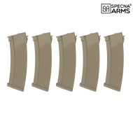 Set 5 Hi-caps S-Mag polymer magazines 380bb DARK EARTH for AK Specna Arms® (spe-05-032797)