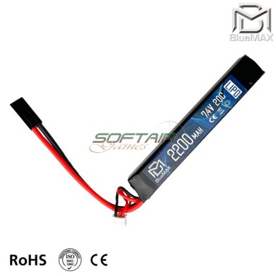 Lipo Battery Mini Tamiya Connector 7.4v X 2200mah 20c Stick Type Bluemax-power® (bmp-7.4x2200-stick)