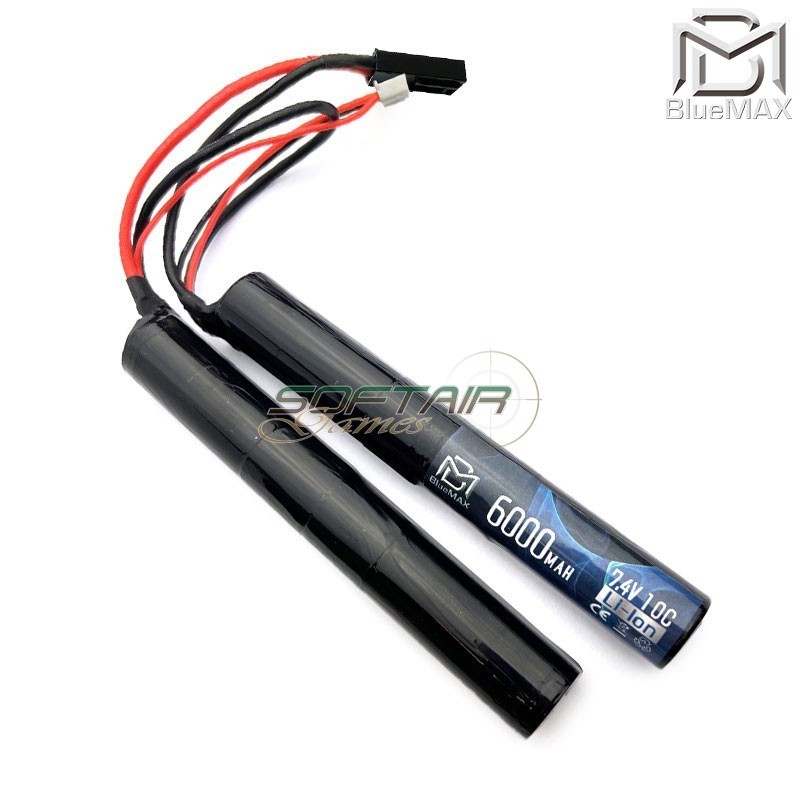 Batteria Li-ion Connettore Mini Tamiya 7.4v X 6000mah 10c CQB Type Bluemax-power® (bmp-7.4x6000-cqb)