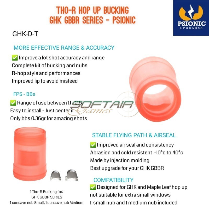 Tho-R rubber Hop-Up GHK GBBR with tensioners Psionic (GHK-D-T)