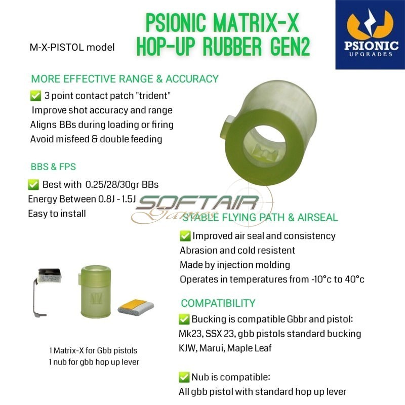 Rubber Hop-Up for pistol Matrix-X Gen2 GBBR Psionic (M-X-Pistol)